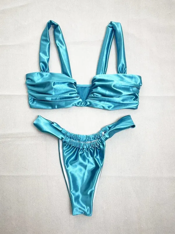Satin 2 Piece Bikini Set - Ideal for Beach Days