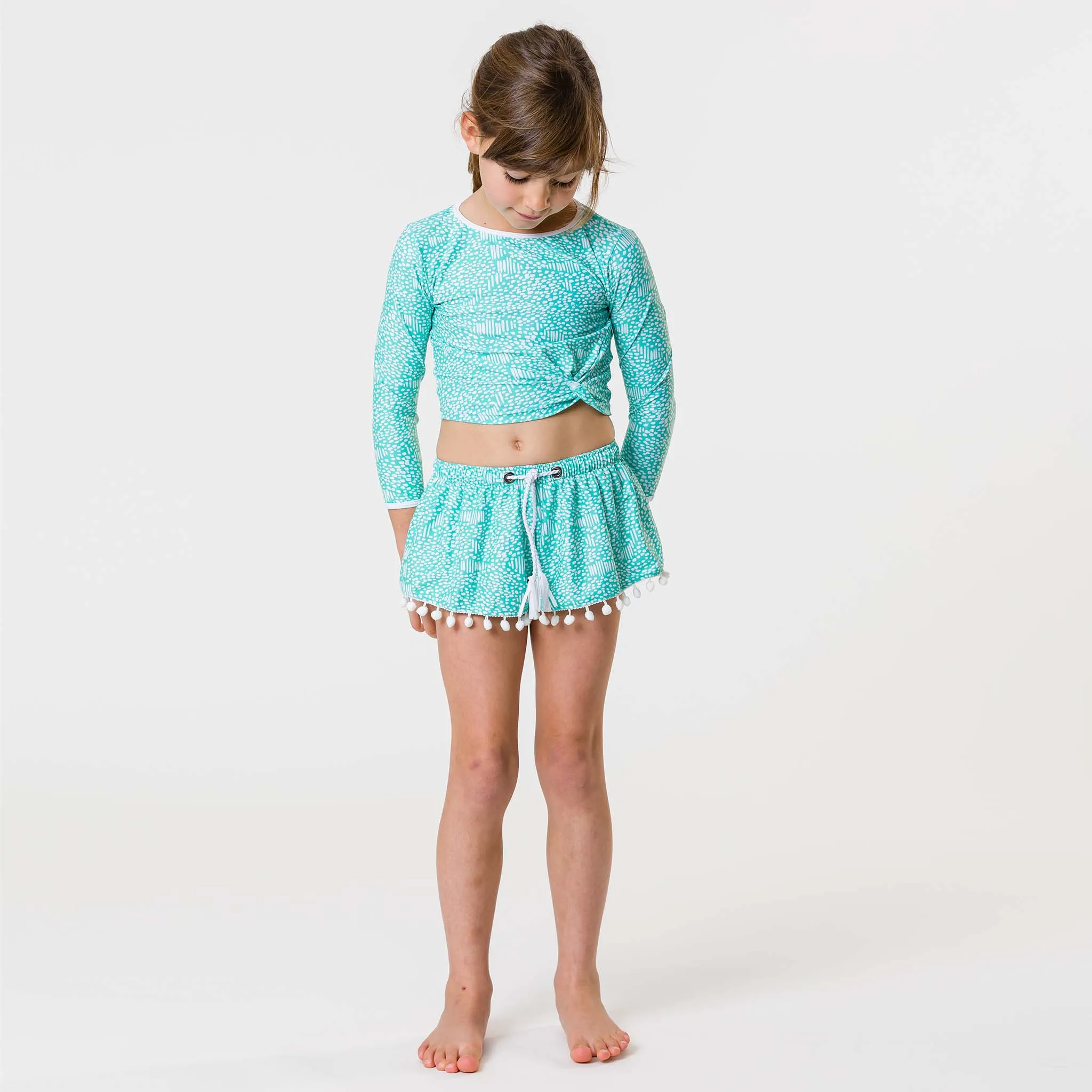 Spearmint Spot LS Wrap Crop Top