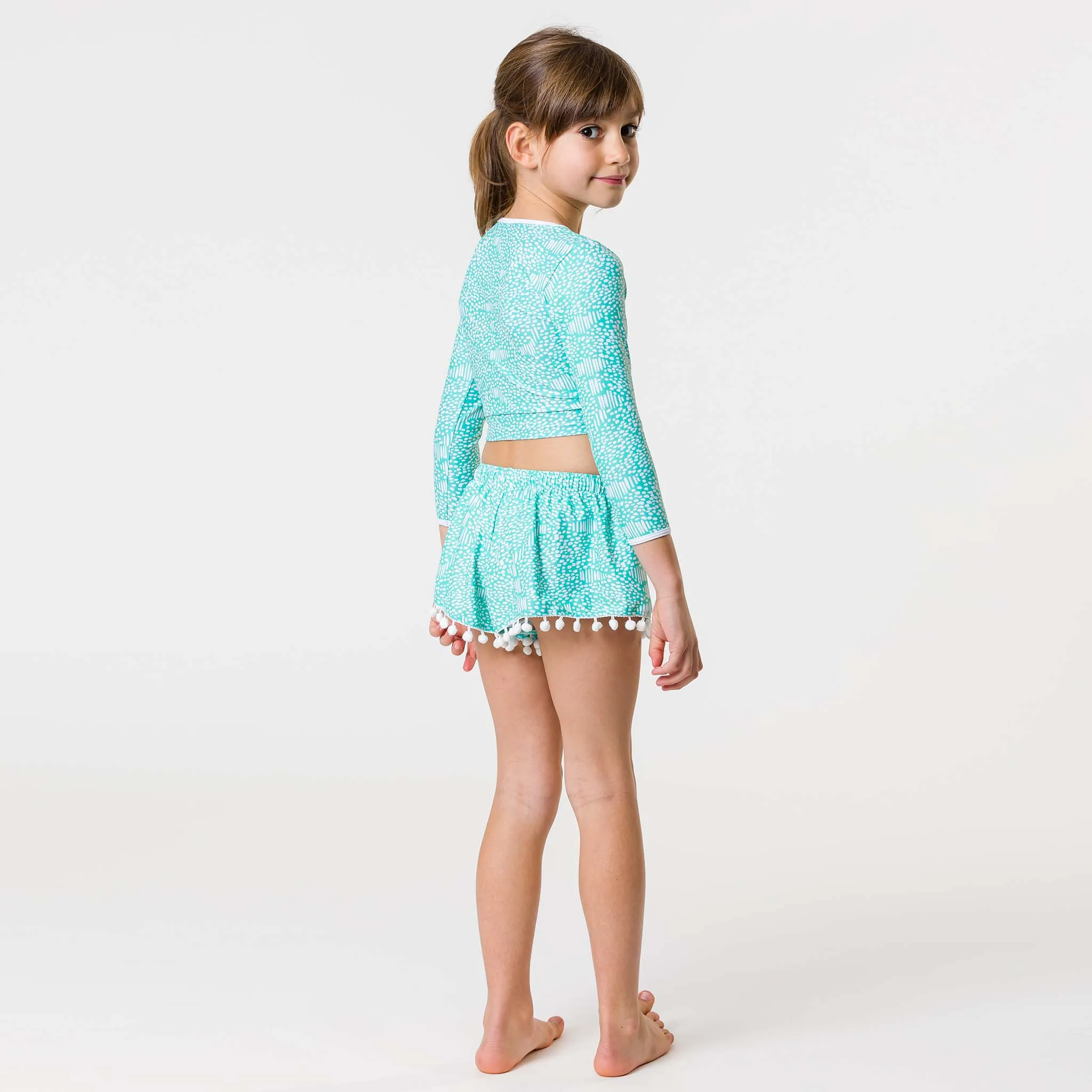 Spearmint Spot LS Wrap Crop Top