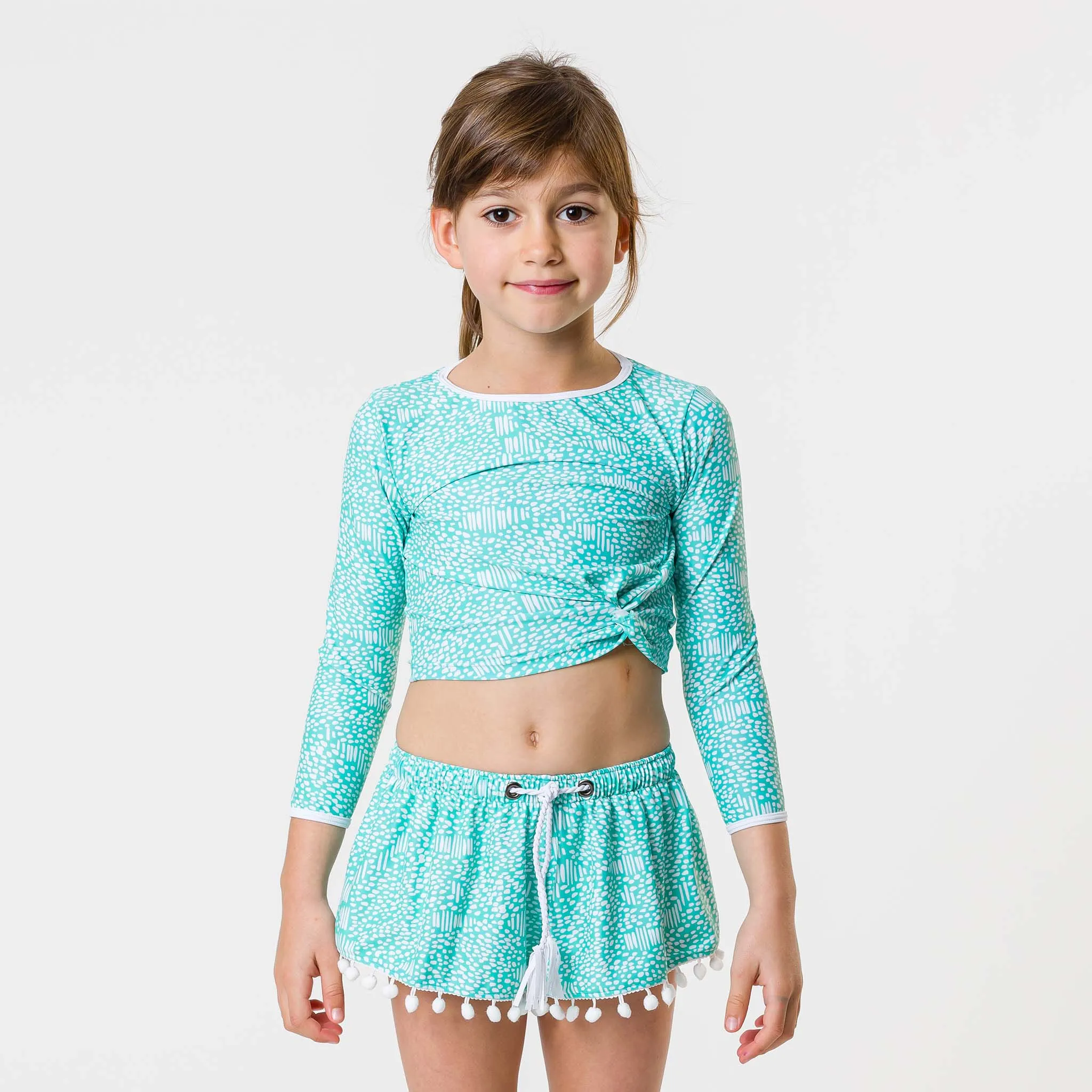 Spearmint Spot LS Wrap Crop Top