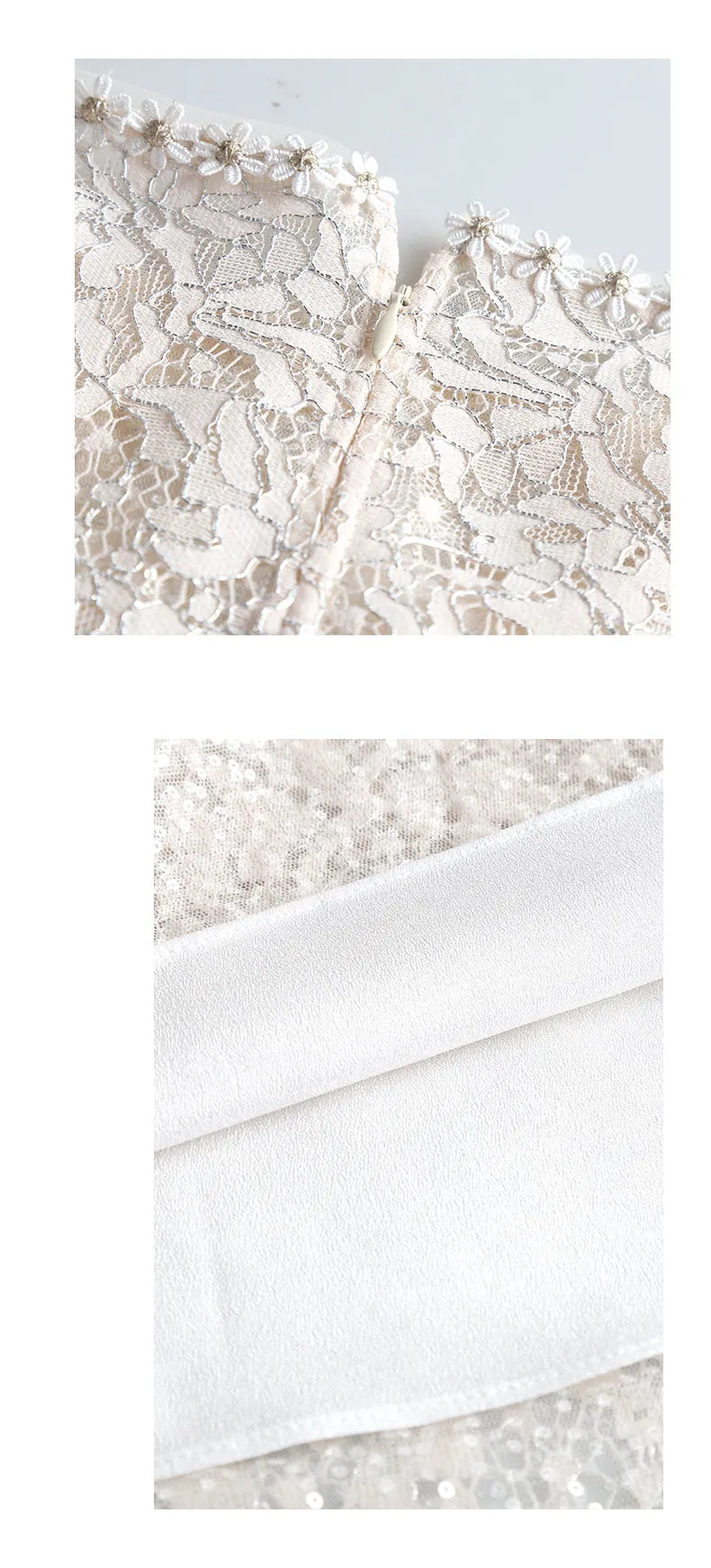 Spring and autumn long-sleeve high-end lace short wedding dress - Nadin