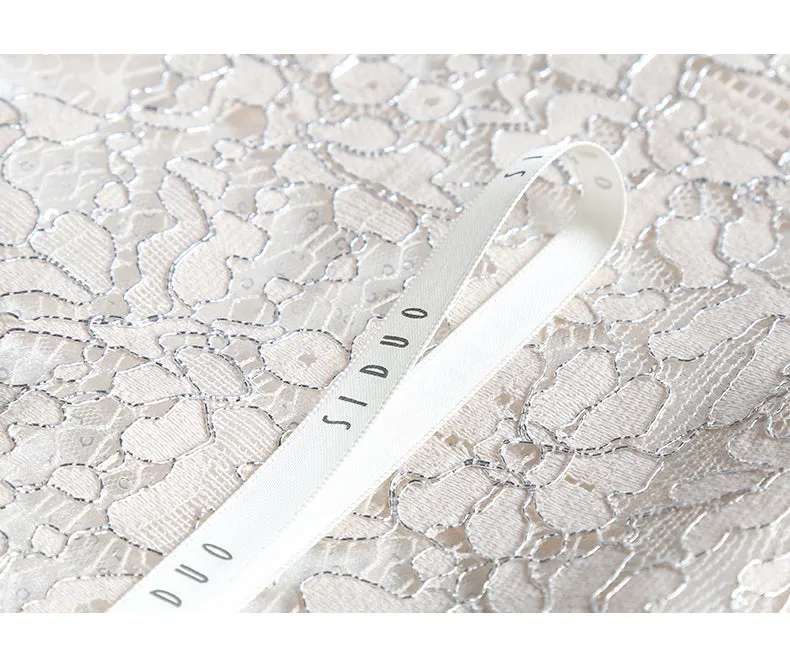 Spring and autumn long-sleeve high-end lace short wedding dress - Nadin