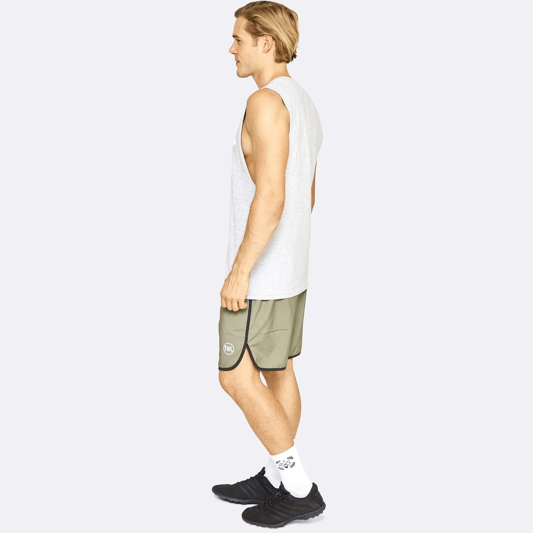 The WOD Life - Men's Classics Gunship Muscle Tank - Light Grey/White