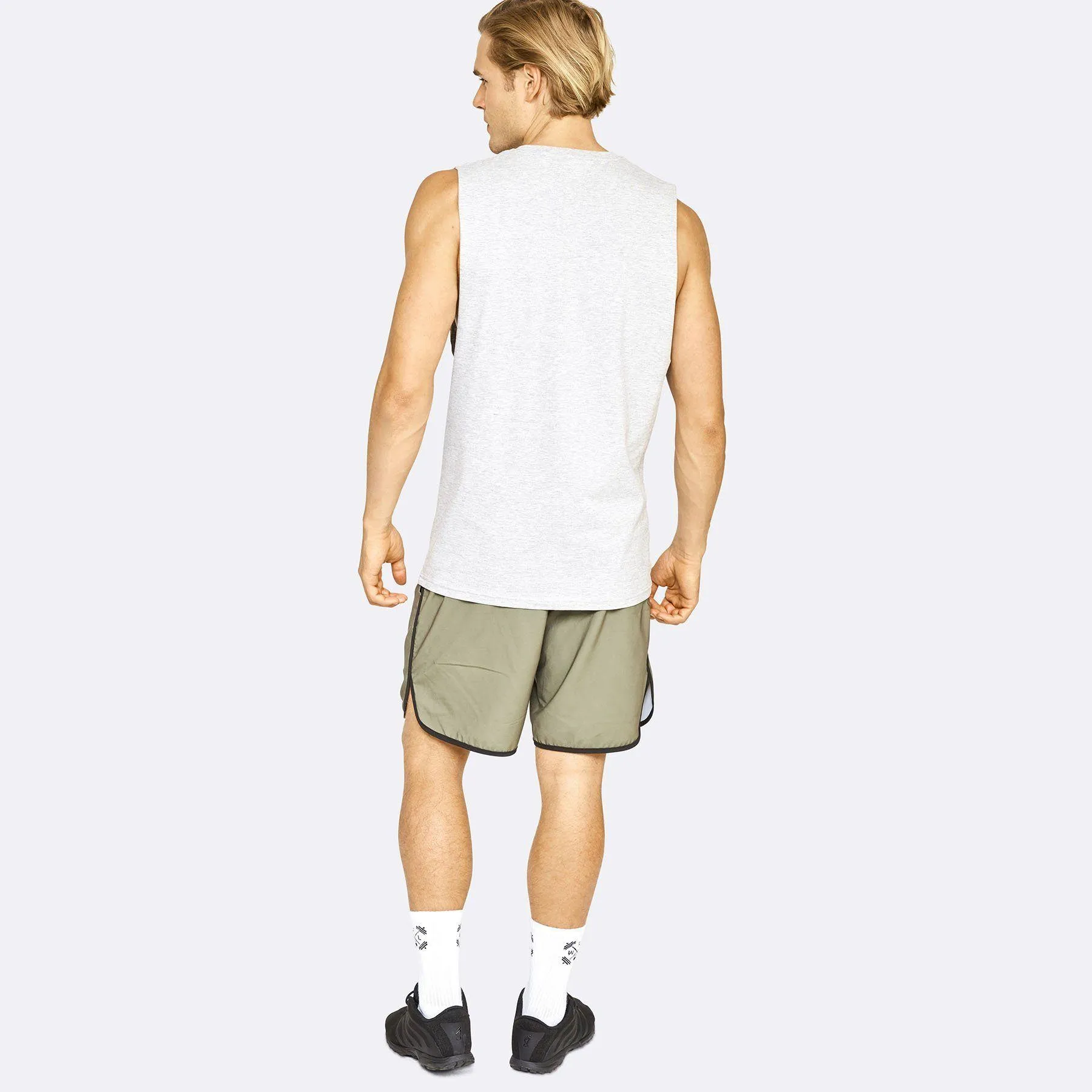 The WOD Life - Men's Classics Gunship Muscle Tank - Light Grey/White