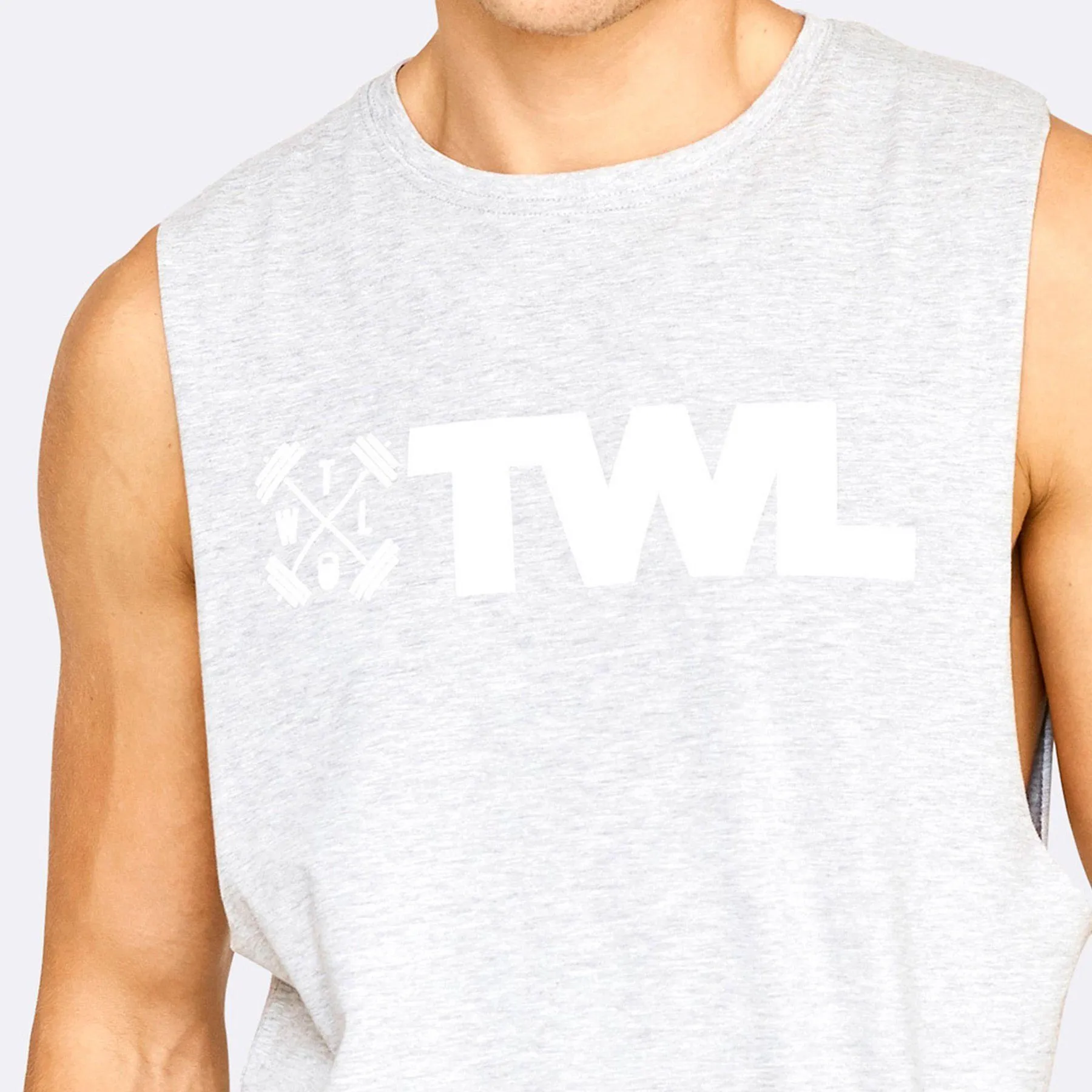 The WOD Life - Men's Classics Gunship Muscle Tank - Light Grey/White