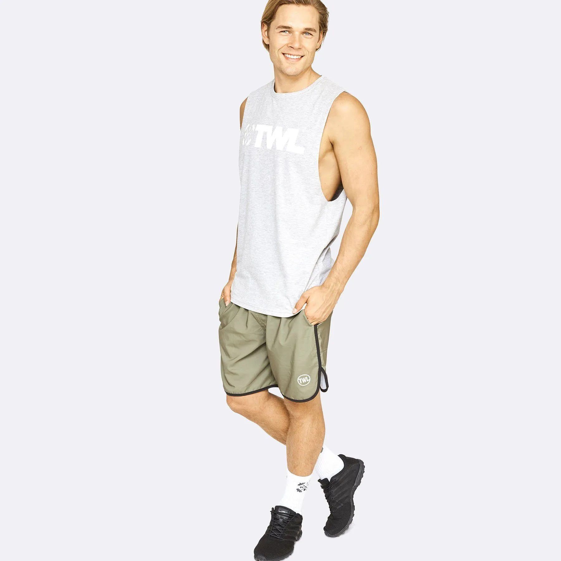 The WOD Life - Men's Classics Gunship Muscle Tank - Light Grey/White