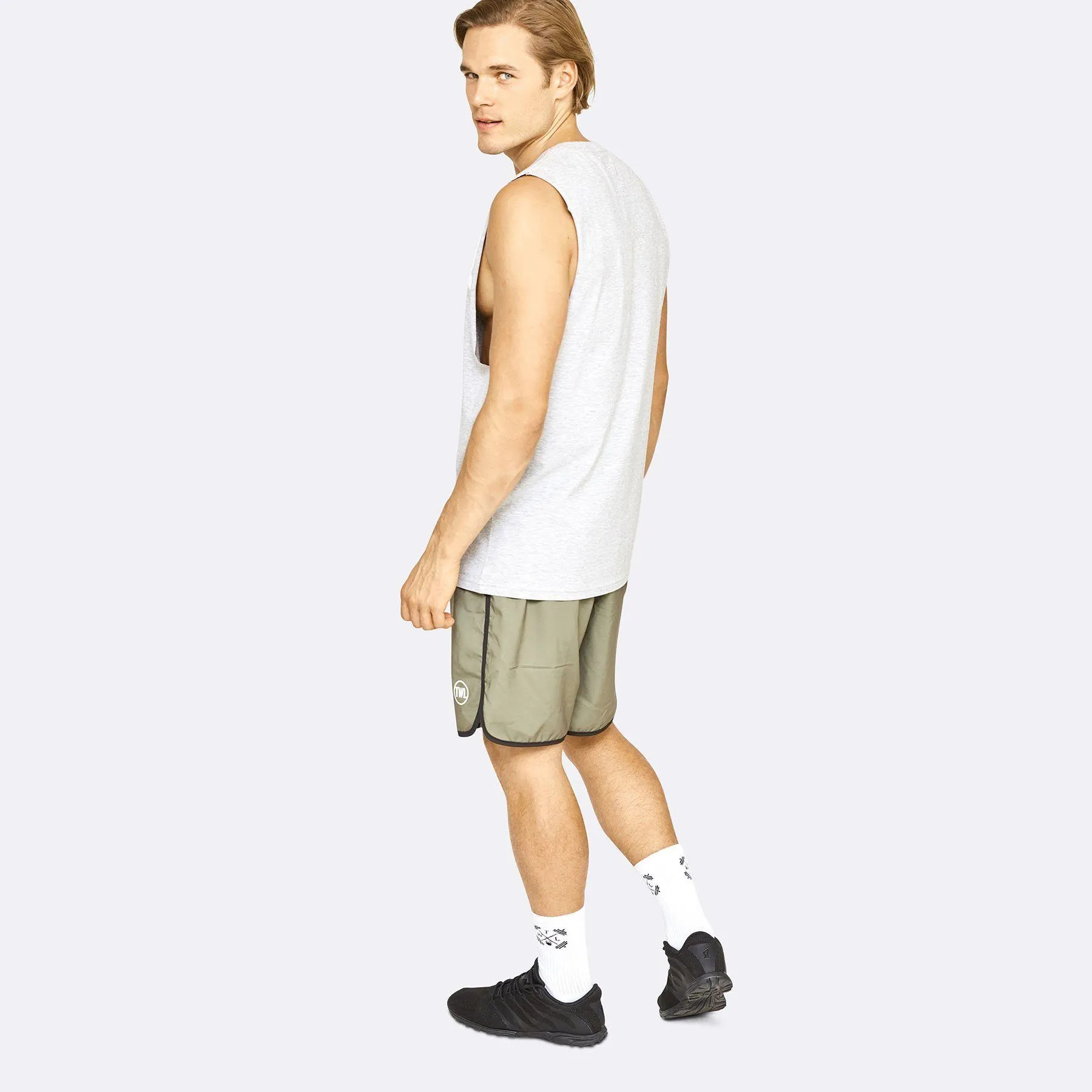 The WOD Life - Men's Classics Gunship Muscle Tank - Light Grey/White