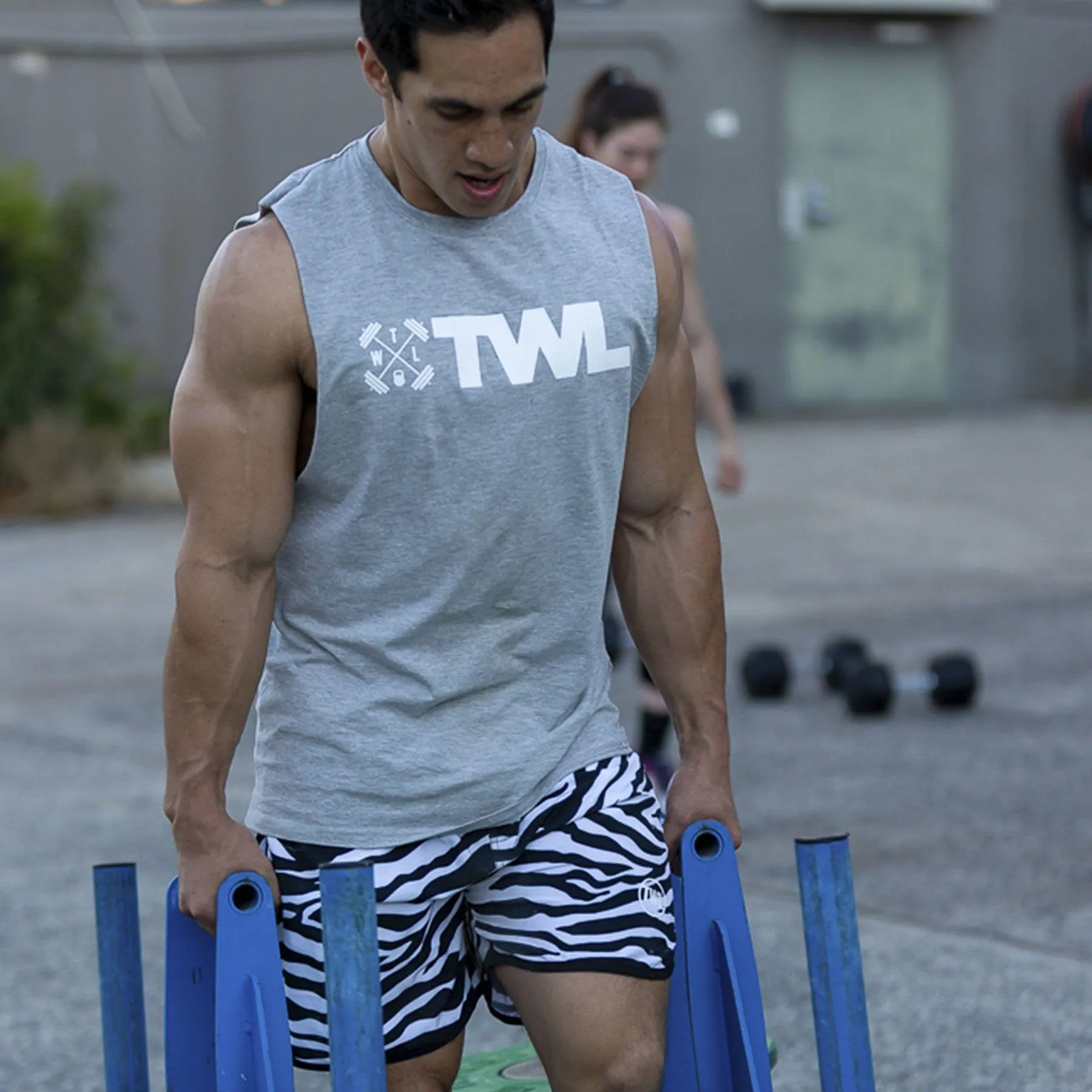 The WOD Life - Men's Classics Gunship Muscle Tank - Light Grey/White