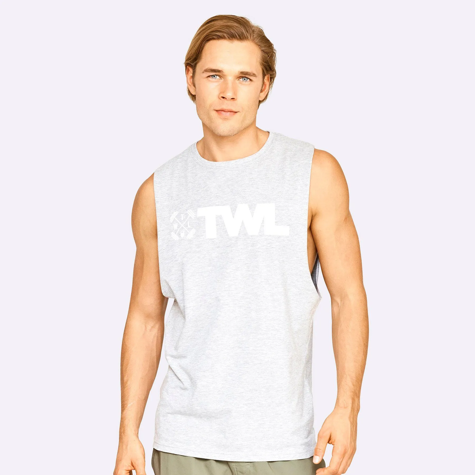 The WOD Life - Men's Classics Gunship Muscle Tank - Light Grey/White