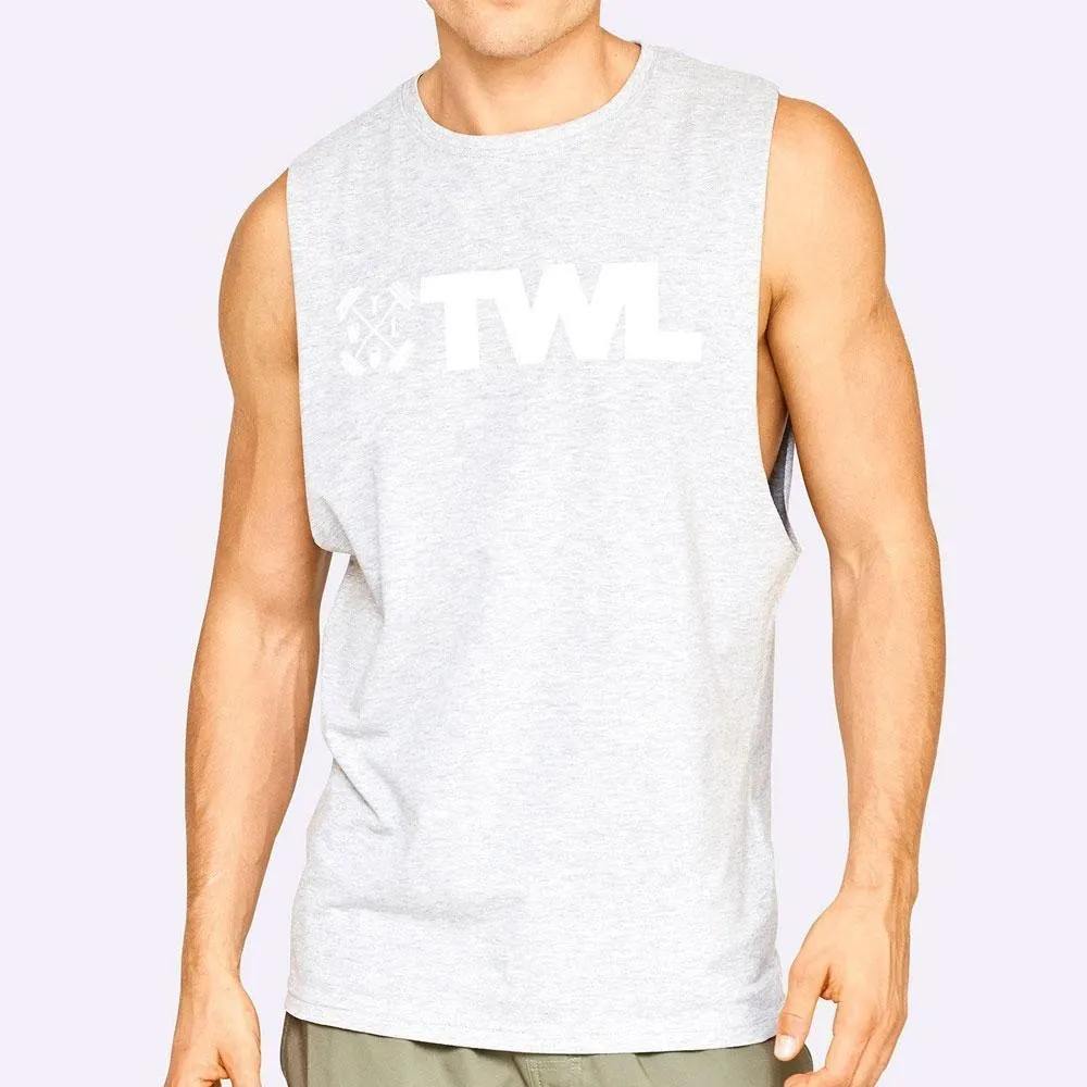The WOD Life - Men's Classics Gunship Muscle Tank - Light Grey/White