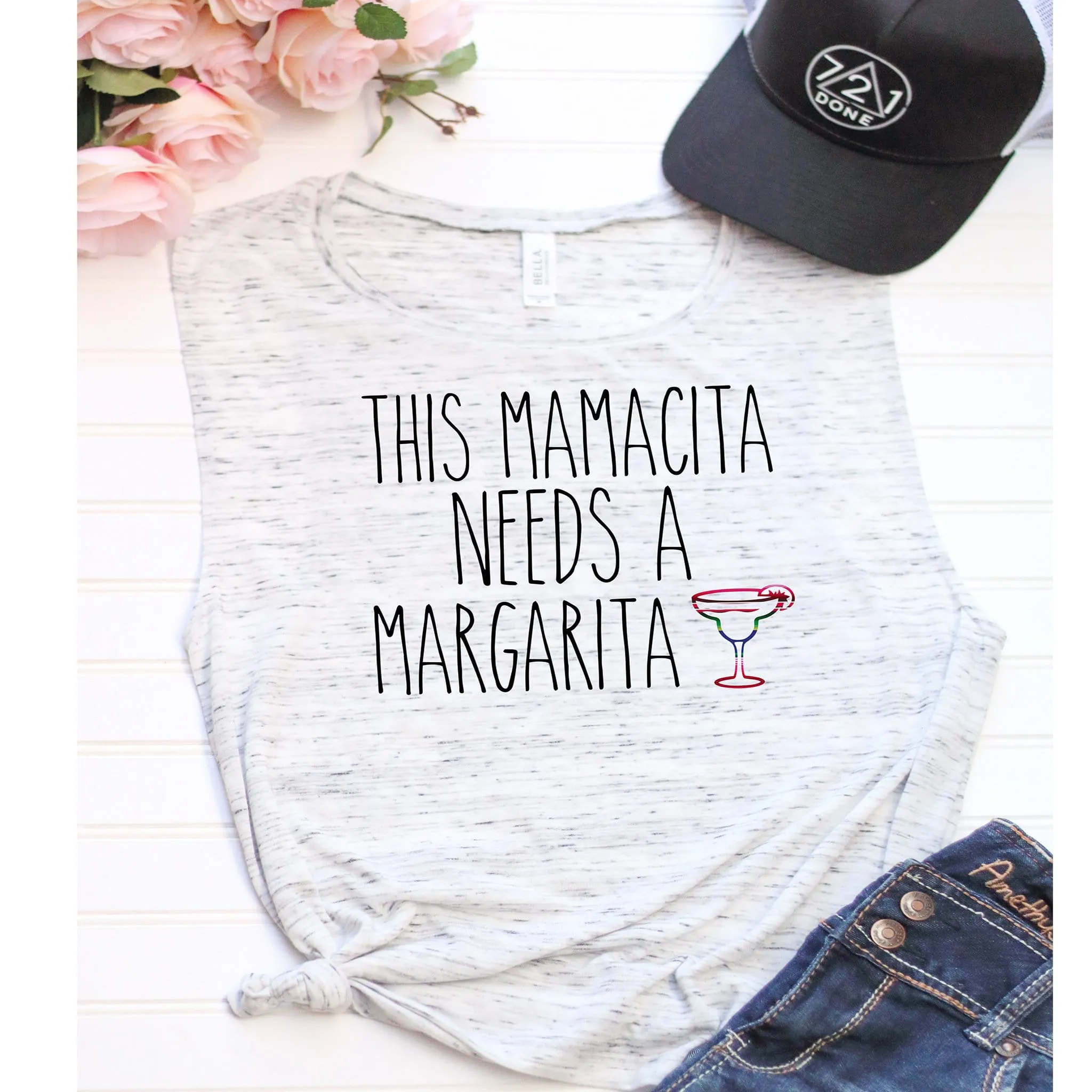 This mamacita needs a margarita sleeveless muscle tank top for women