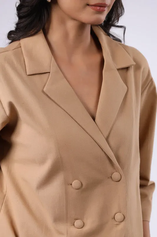 Timeless Taupe Cotton Flex Blazer Set