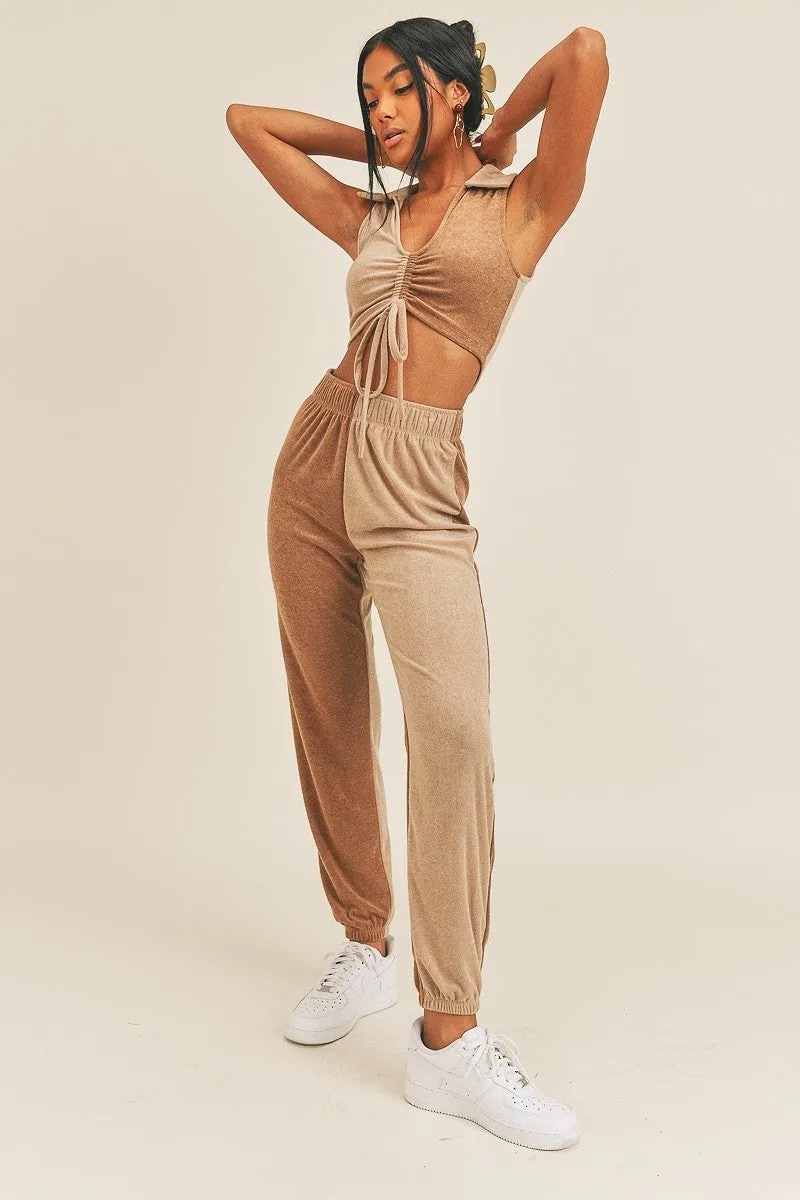 Two-tone Mahogany Velour Set