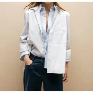 TWP Boyfriend Button Down Grey/White Stripes