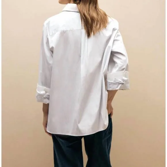 TWP Boyfriend Button Down Grey/White Stripes