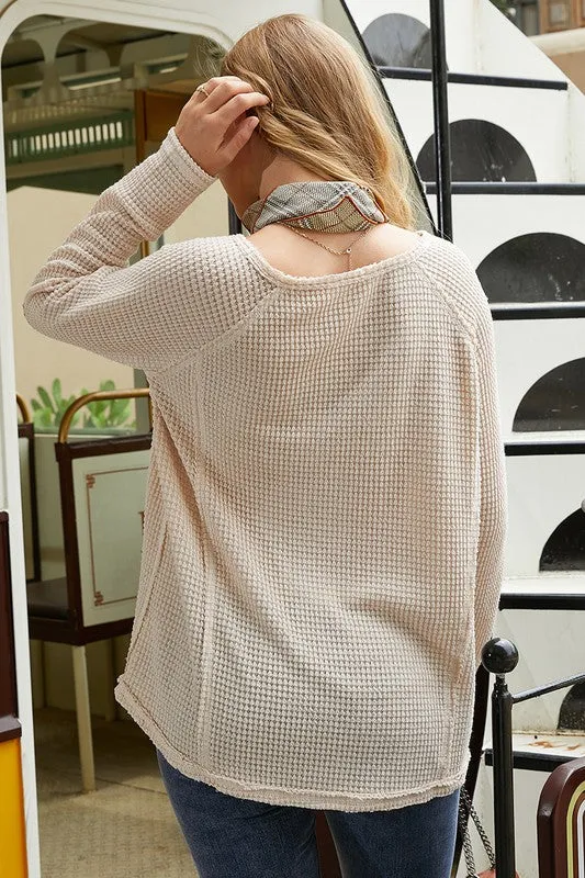 V-Neck Waffle Knit Top