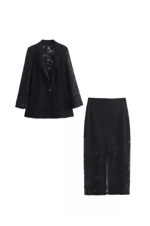 'Valentina' Lace Blazer & Skirt Set (Sold Separately)