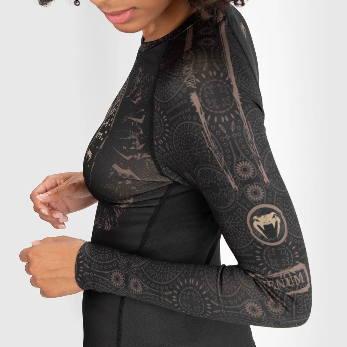 Venum Women Santa Muerte Dark Side Long Sleeve Rash Guard Black/Brown