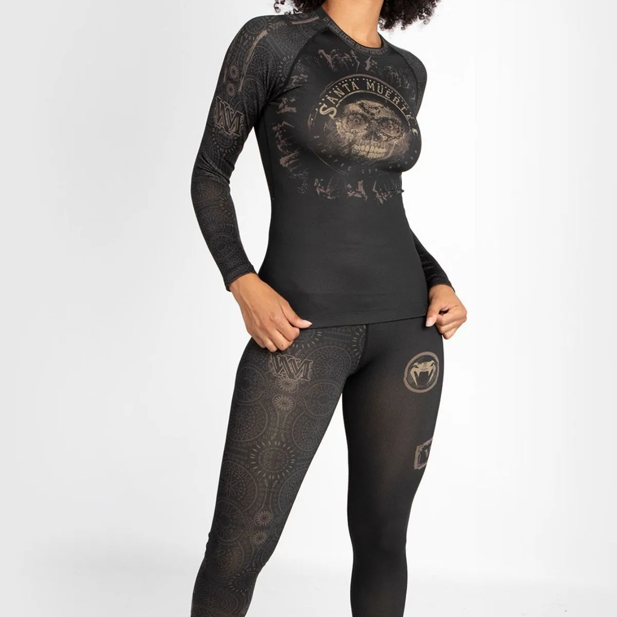 Venum Women Santa Muerte Dark Side Long Sleeve Rash Guard Black/Brown