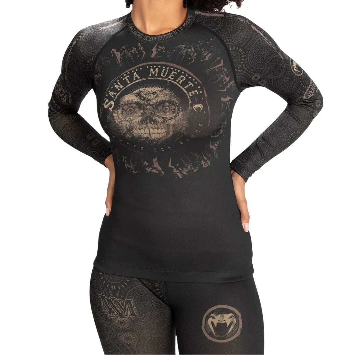 Venum Women Santa Muerte Dark Side Long Sleeve Rash Guard Black/Brown