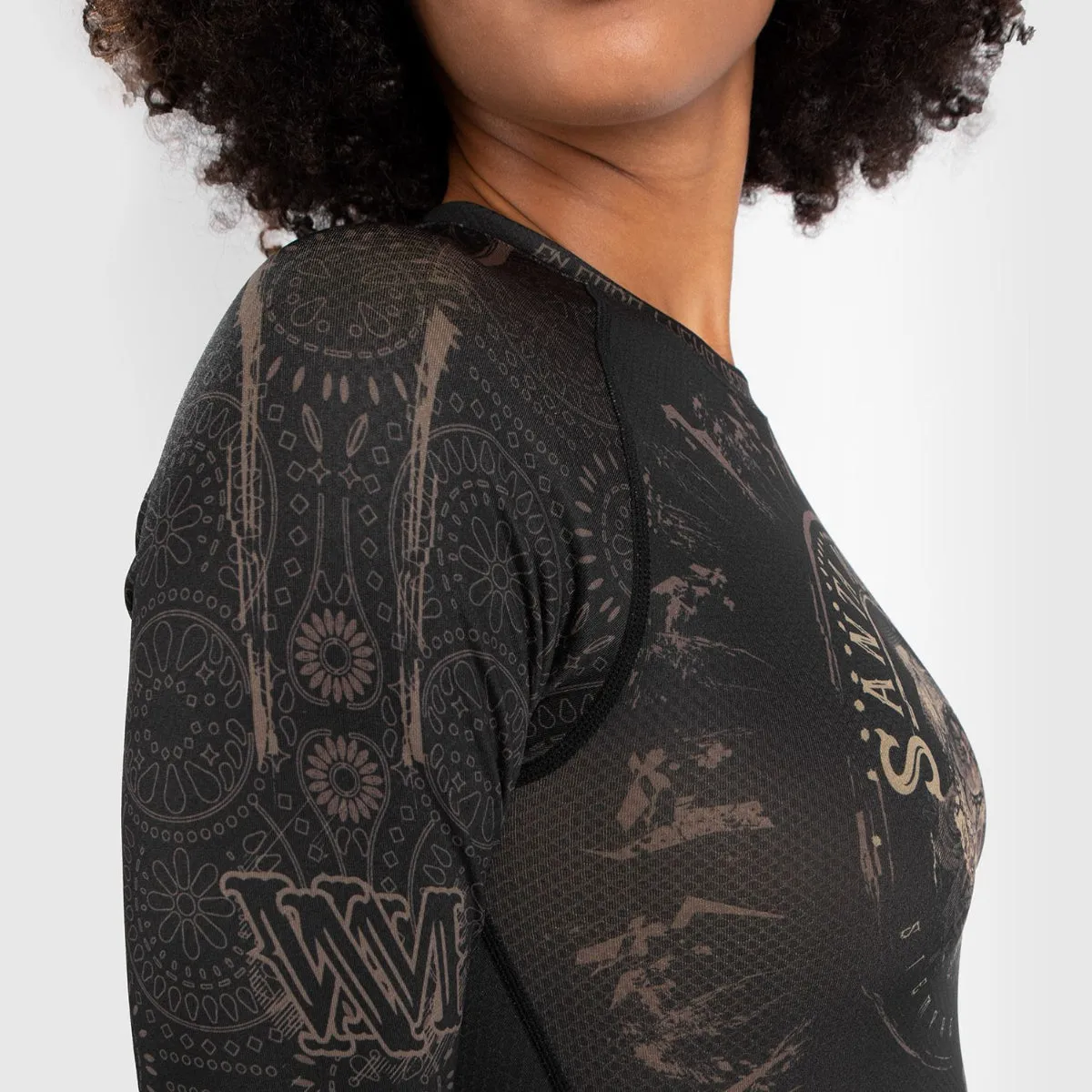 Venum Women Santa Muerte Dark Side Long Sleeve Rash Guard Black/Brown