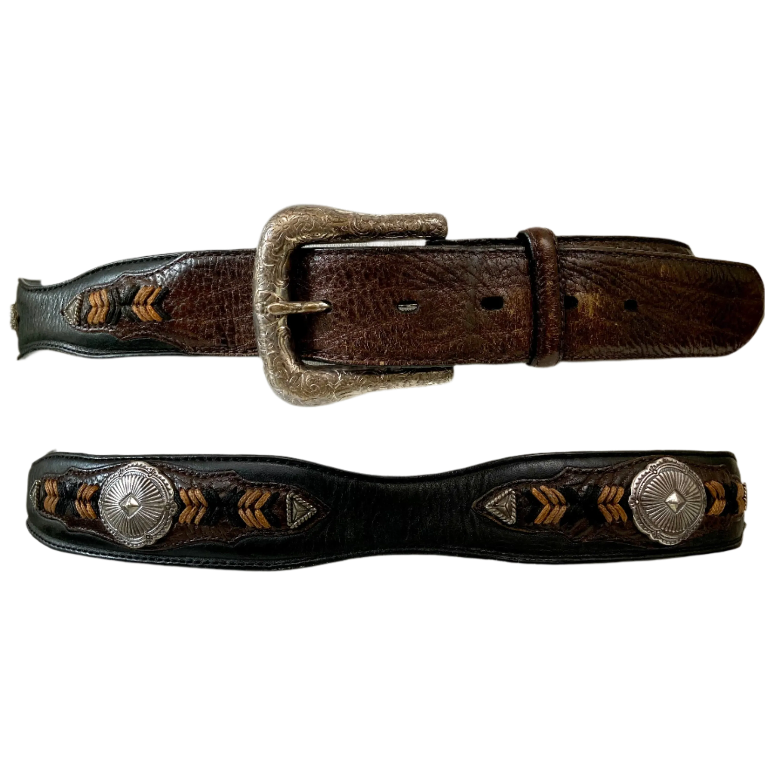Western leather belt for