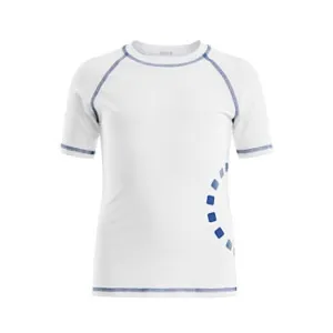 White/ blue short-sleeved rash top