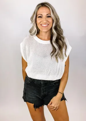 White Crochet Tank Vest
