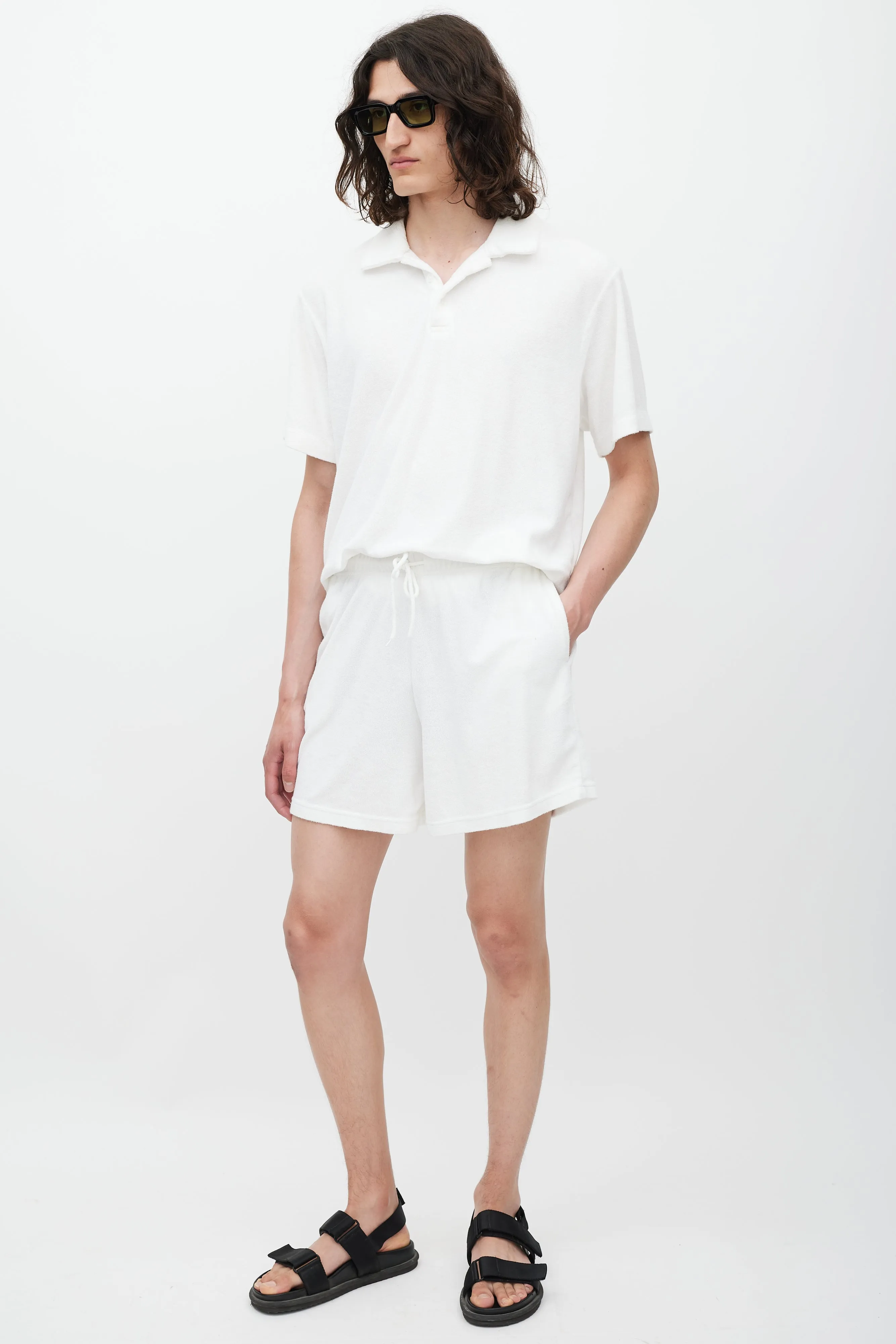 White Terry Polo Shorts Co-Ord Set