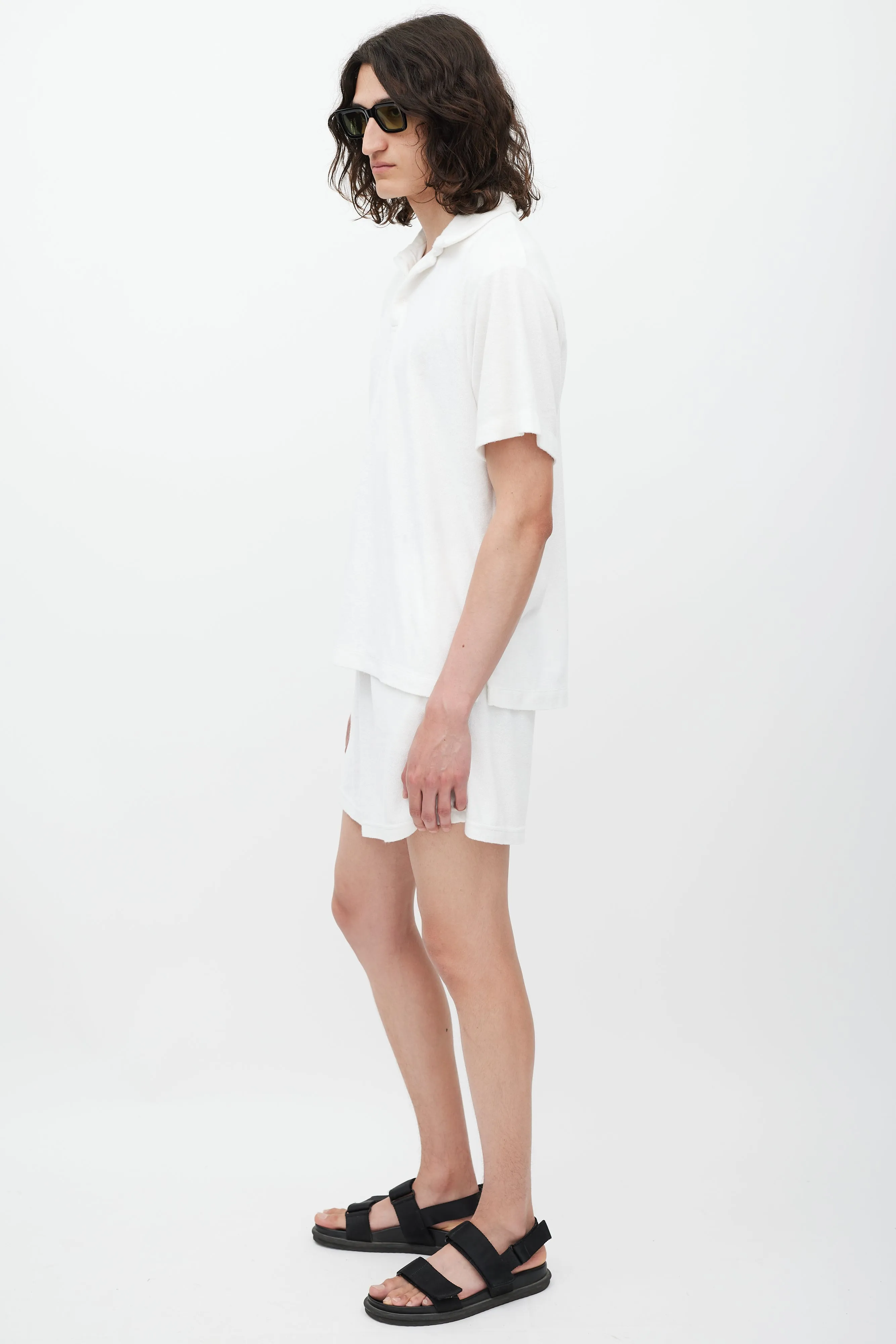 White Terry Polo Shorts Co-Ord Set