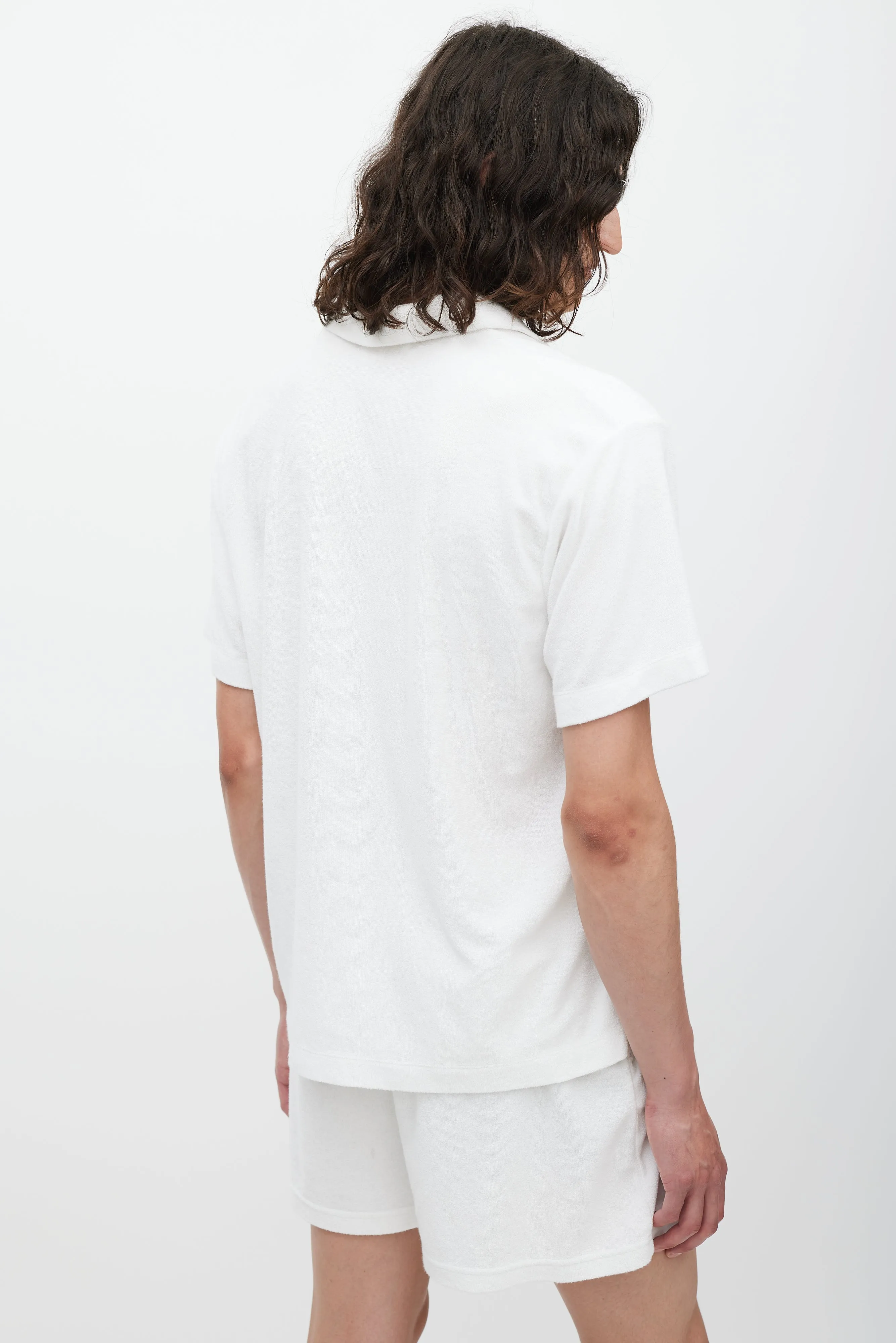 White Terry Polo Shorts Co-Ord Set