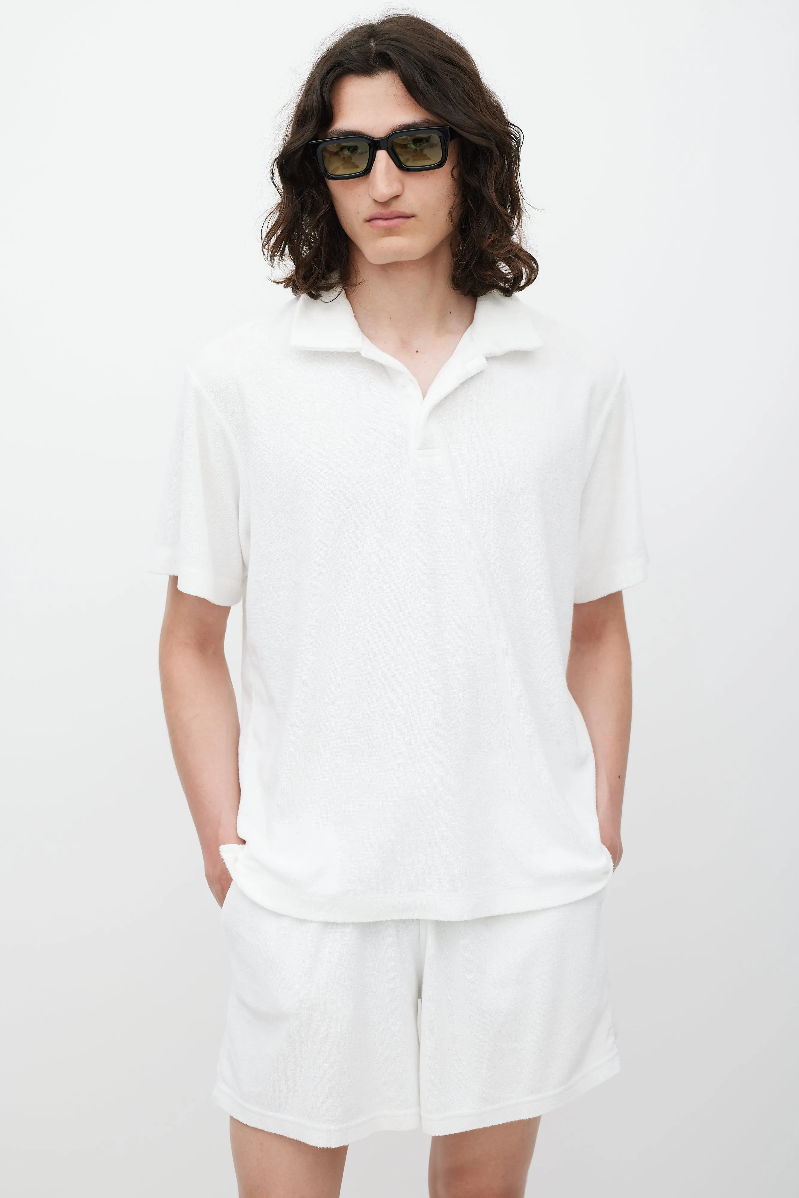 White Terry Polo Shorts Co-Ord Set