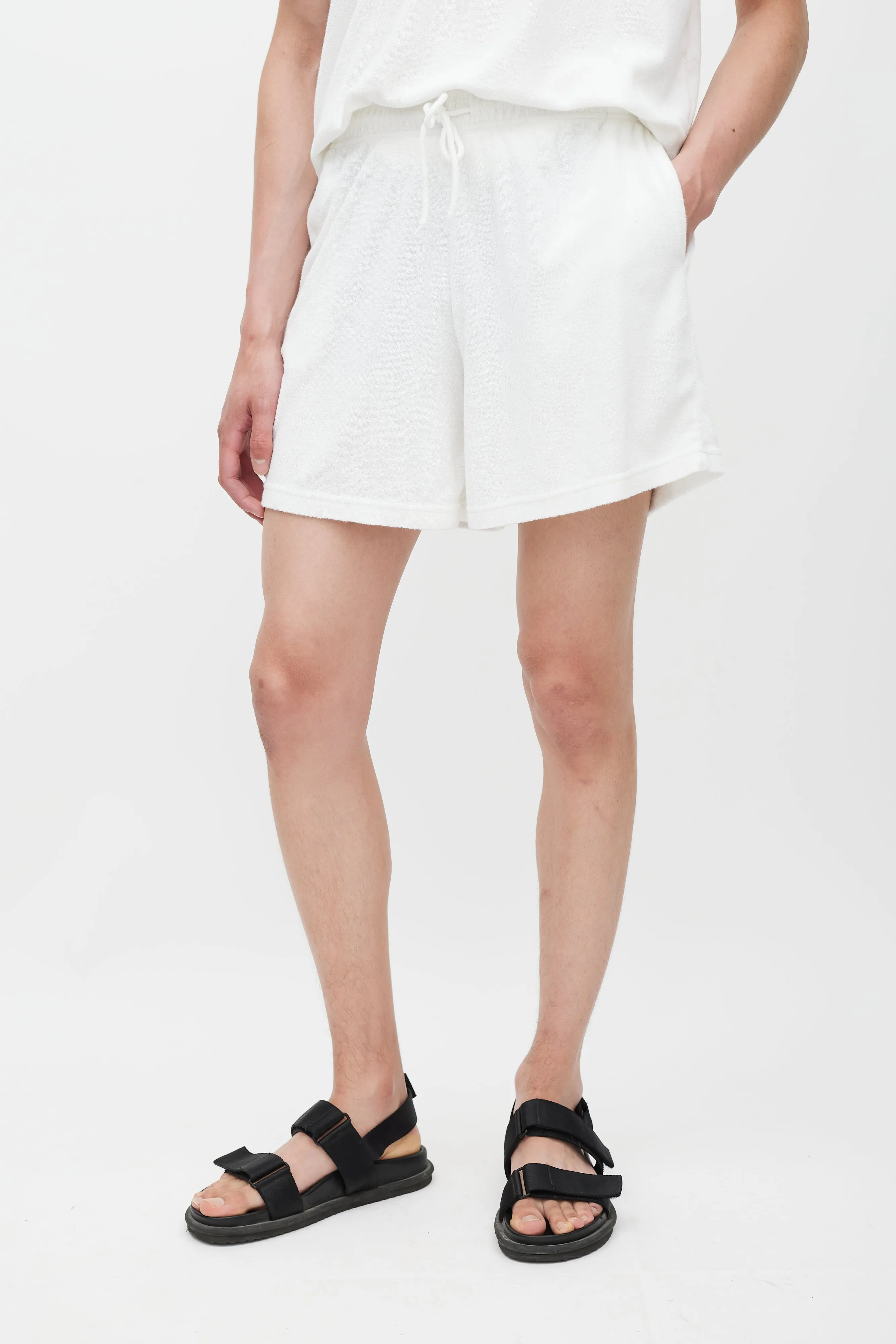 White Terry Polo Shorts Co-Ord Set