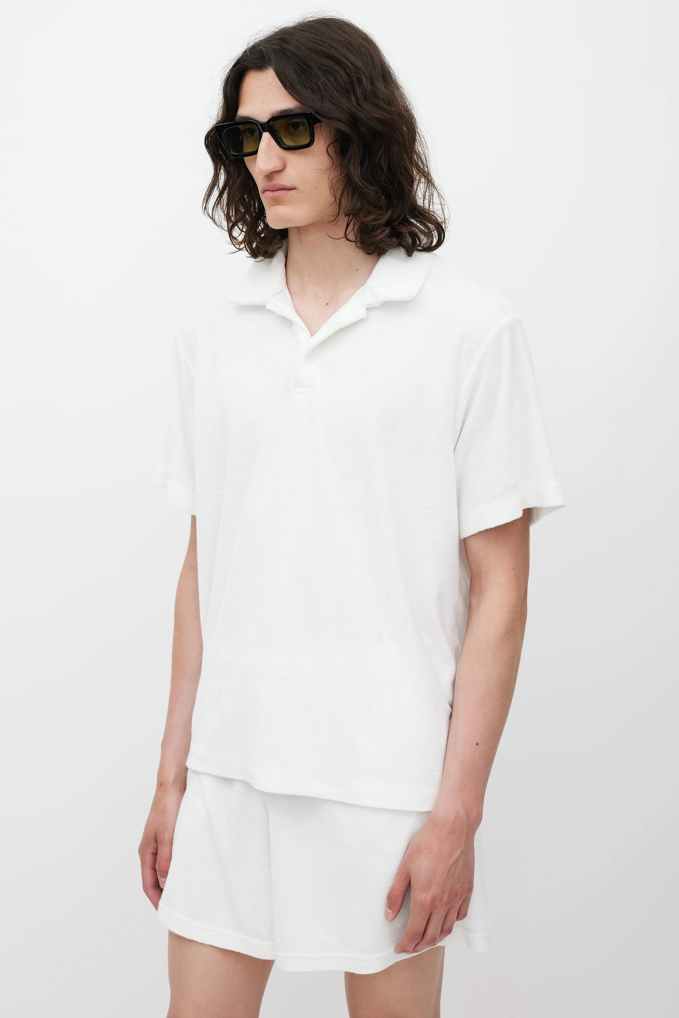 White Terry Polo Shorts Co-Ord Set