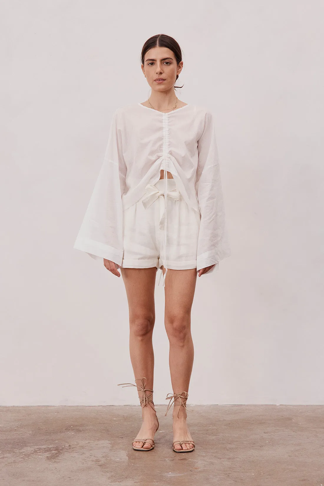William Silk Linen Shorts Ivory