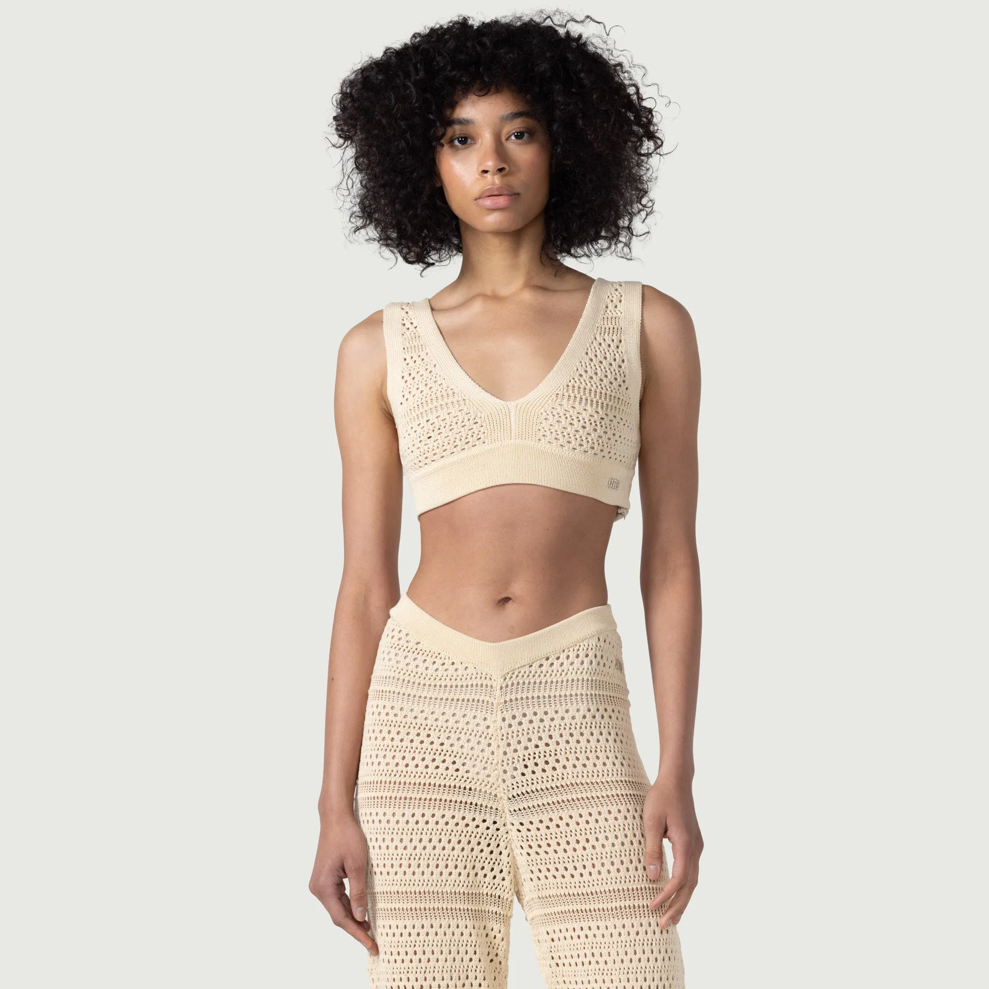 Womens Crochet Bralette - Cream