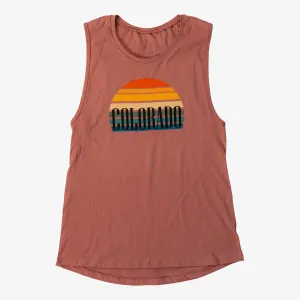 Women's Sunset Colorado Muscle Tank