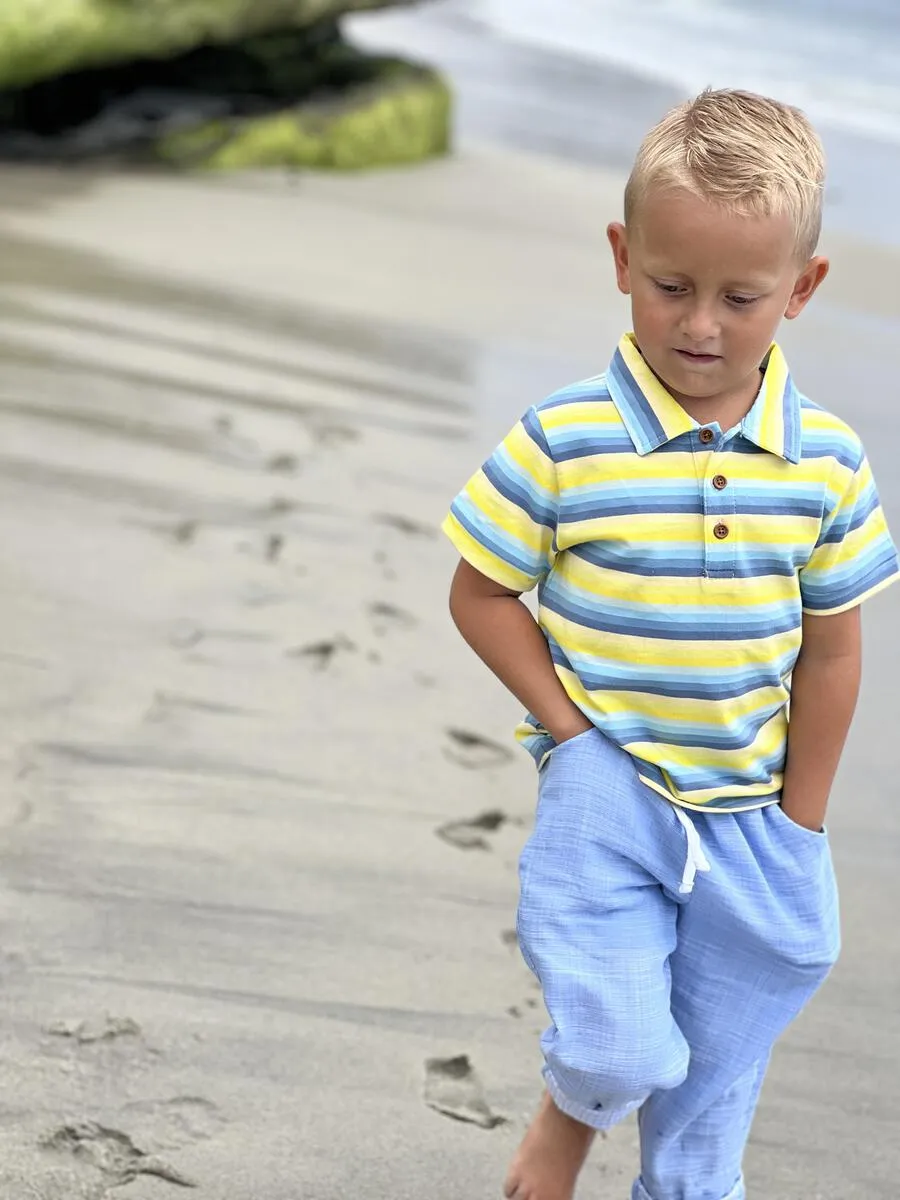 Yellow/Blue Multi Stripe Polo Shirt